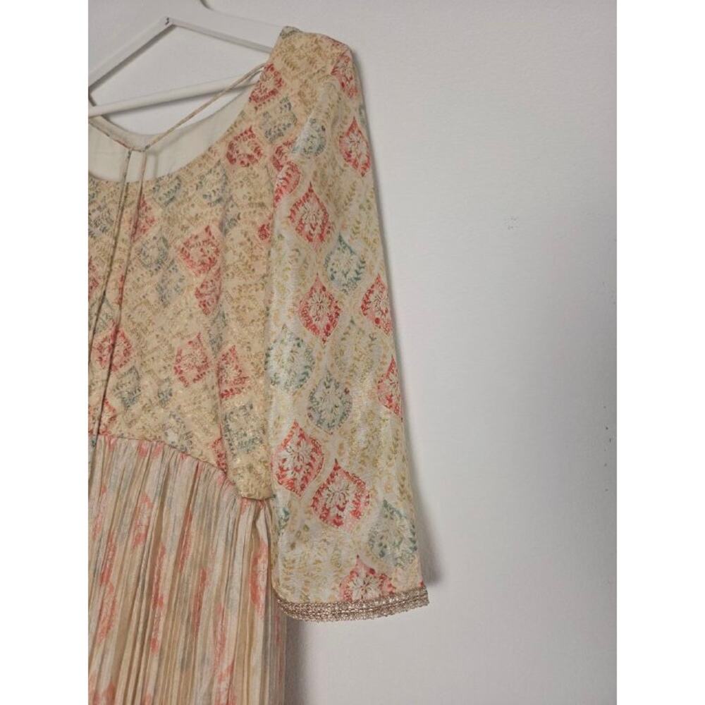 Seasons Chennai Indian Anarkali Kurta Dress XXL Cream Beige Embellished Maxi - Picture 6 of 15